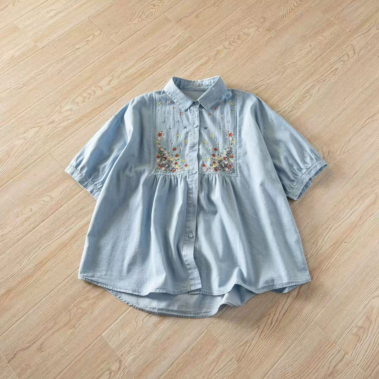 2026 Baumwoll-Vintage-Bluse mi – Embroidery Cotton Shirt Bewertung und Preis