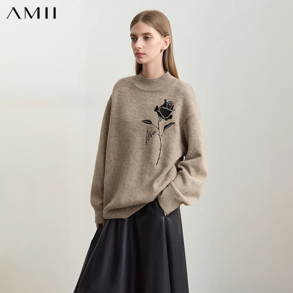 Amii Pullover für Herbst Winte – Embroidery Rose Bewertung und Preis